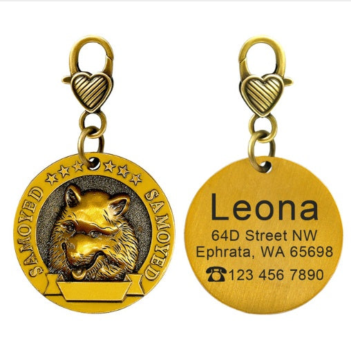 Custom Engraved Anti-Lost Pet ID Tag Bronze Brand