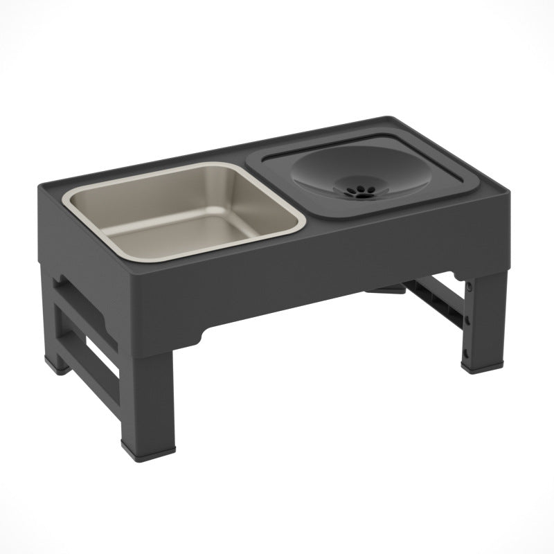 Adjustable Double Bowl Pet Feeding Stand Stainless Steel Elevated Dispenser