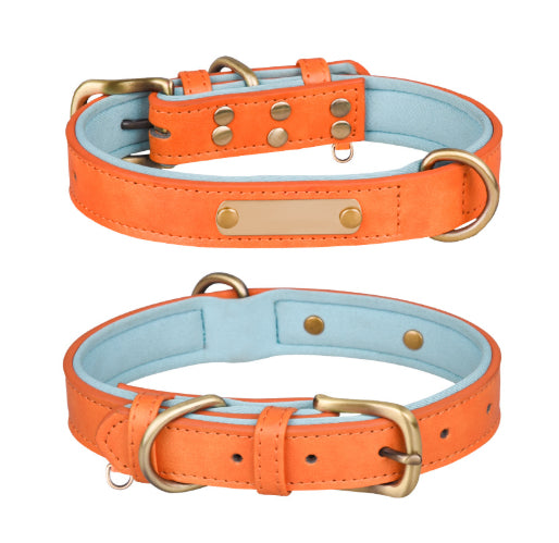 Breathable Leather Collar And Leash Set