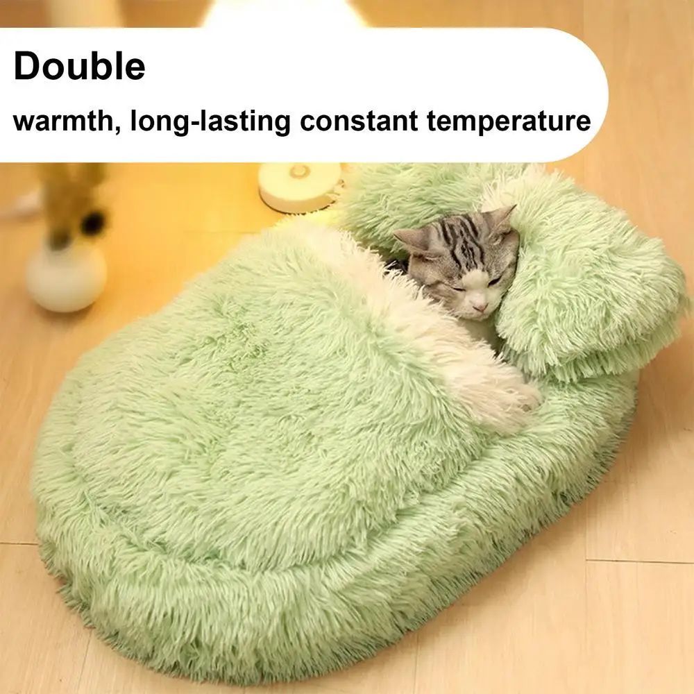 Fluffy Pet Bed Anti Slip Winter Warm Cave Nest