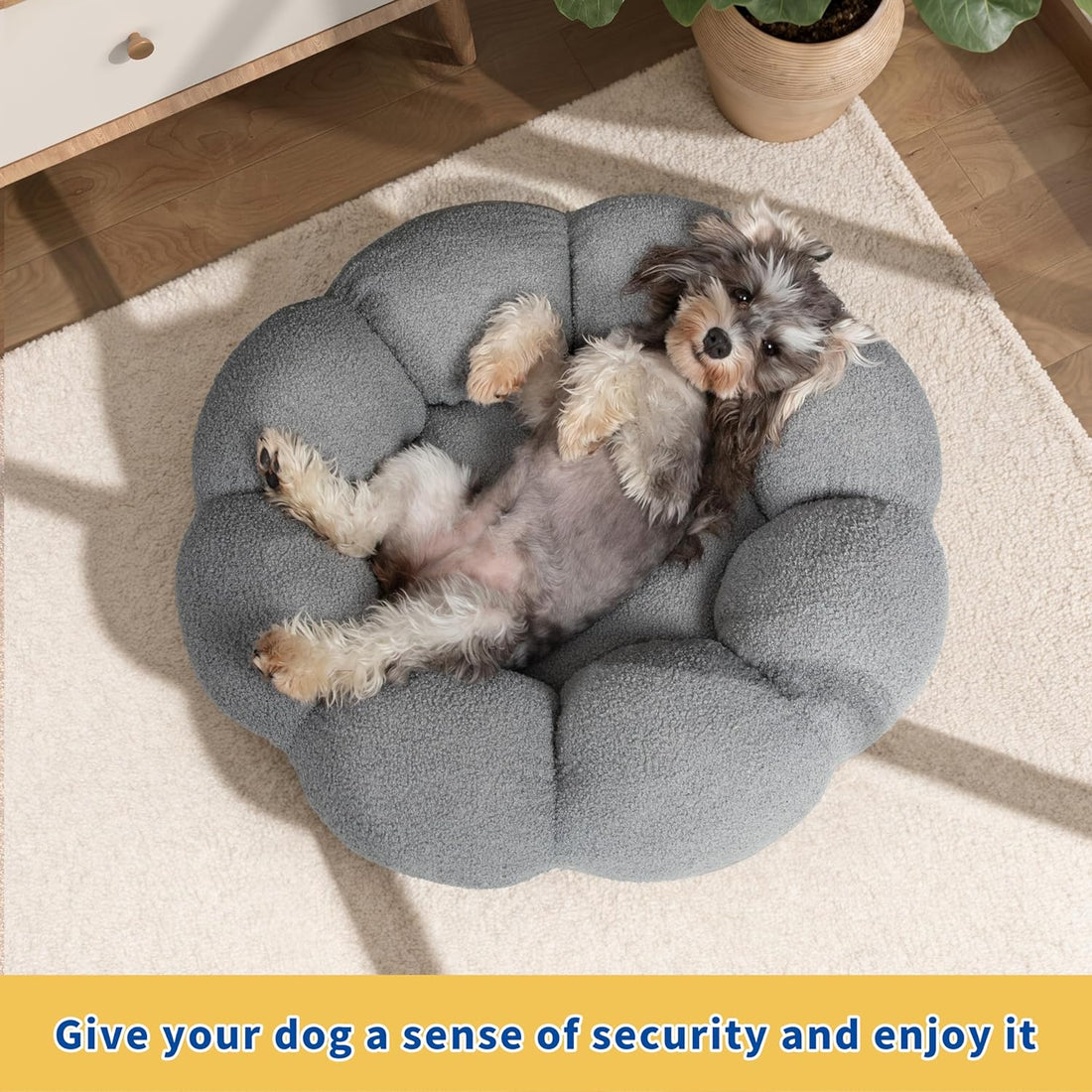 Pet Calming Fluffy Donut Plush Round Cuddler Bed