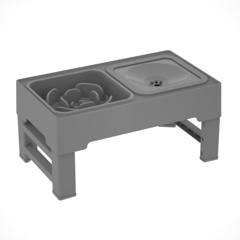 Adjustable Double Bowl Pet Feeding Stand Stainless Steel Elevated Dispenser
