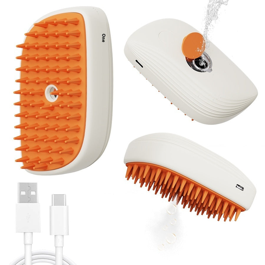 USB Rechargeable Pet Steam Brush Spray Massage Comb Grooming Tool