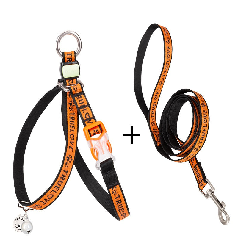 Pet Bell Chest Strap Haulage Rope Vest Leash Set