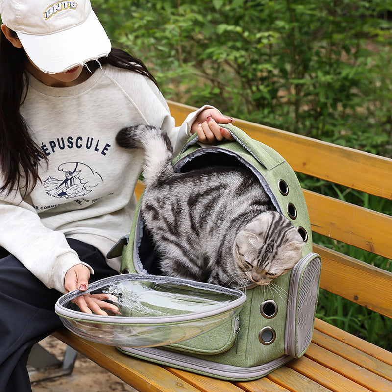Portable Pet Transparent Space Capsule Backpack Carrier Diaper Bag