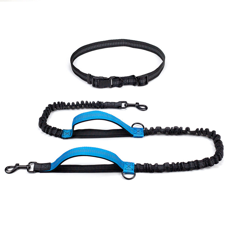 Multifunctional Reflective Double Telescopic Pet Running Leash Rope Lead