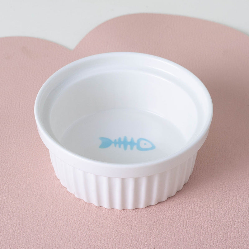 Ceramic Double Pet Bowl Elevated Diagonal Feeding Stand