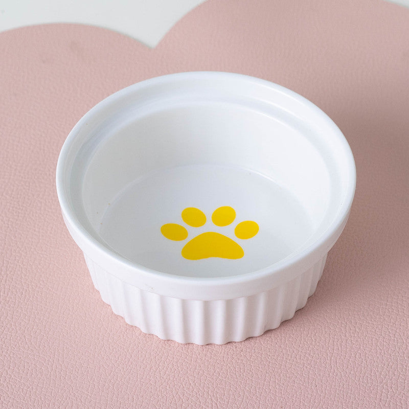 Ceramic Double Pet Bowl Elevated Diagonal Feeding Stand