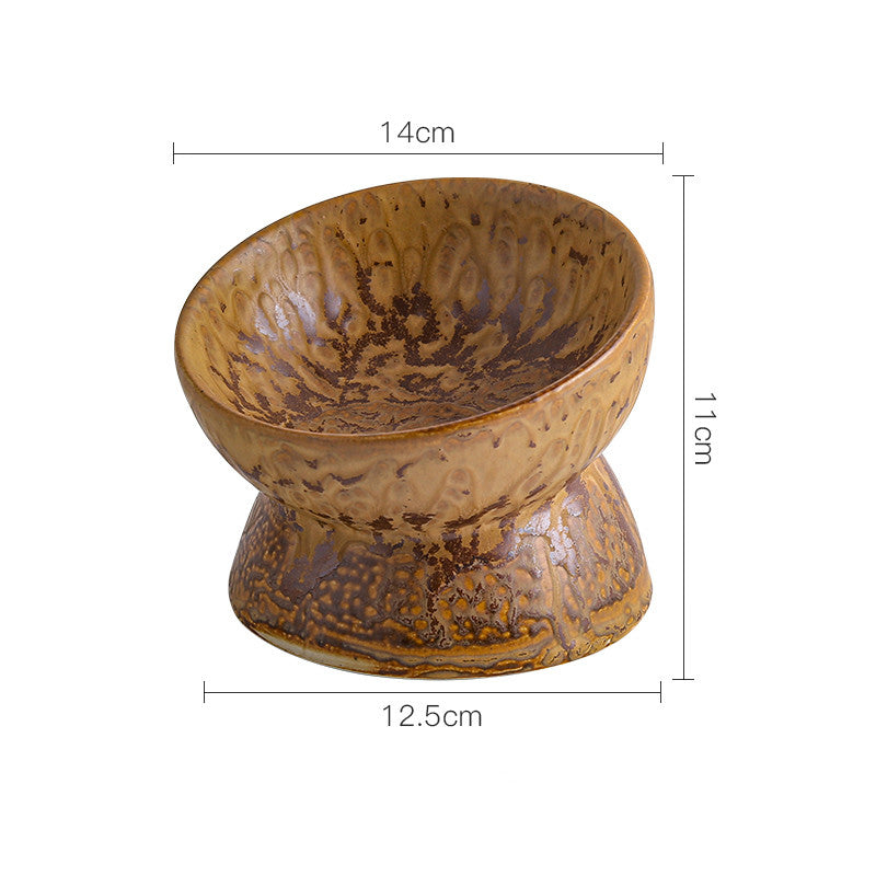 Pet Ceramic Neck Guard Feeding Bowl Dish Set