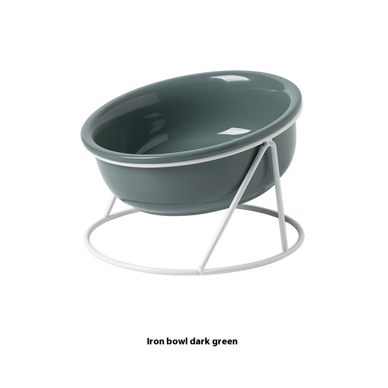 Ceramic Double Pet Feeding And Drinking Bowl Raised Stand
