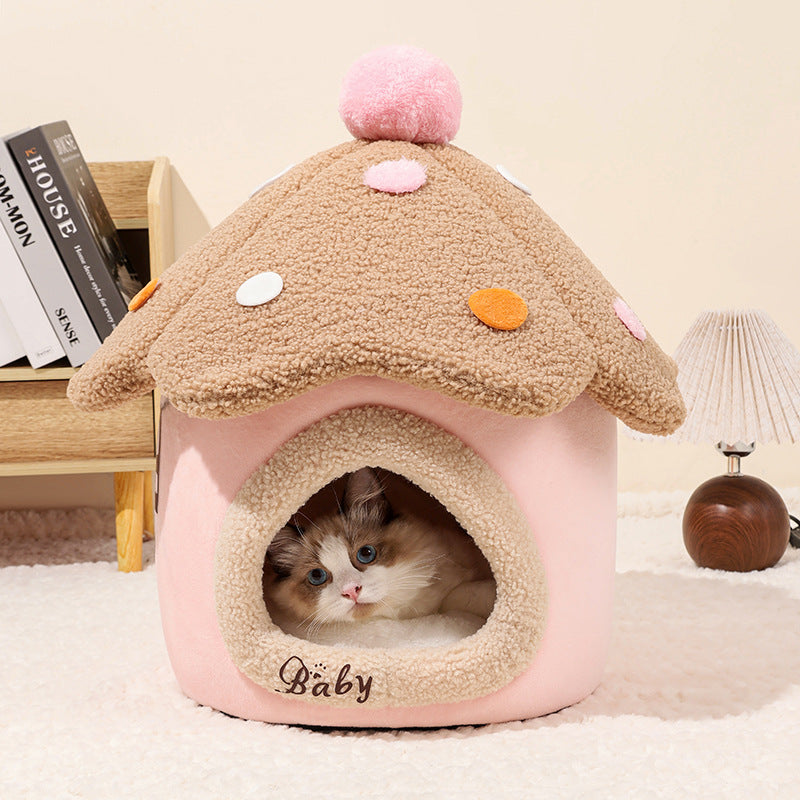 Pet Removable Mushroom Style Cozy Nest House
