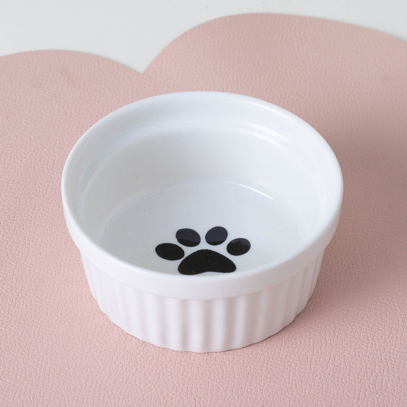 Ceramic Double Pet Bowl Elevated Diagonal Feeding Stand