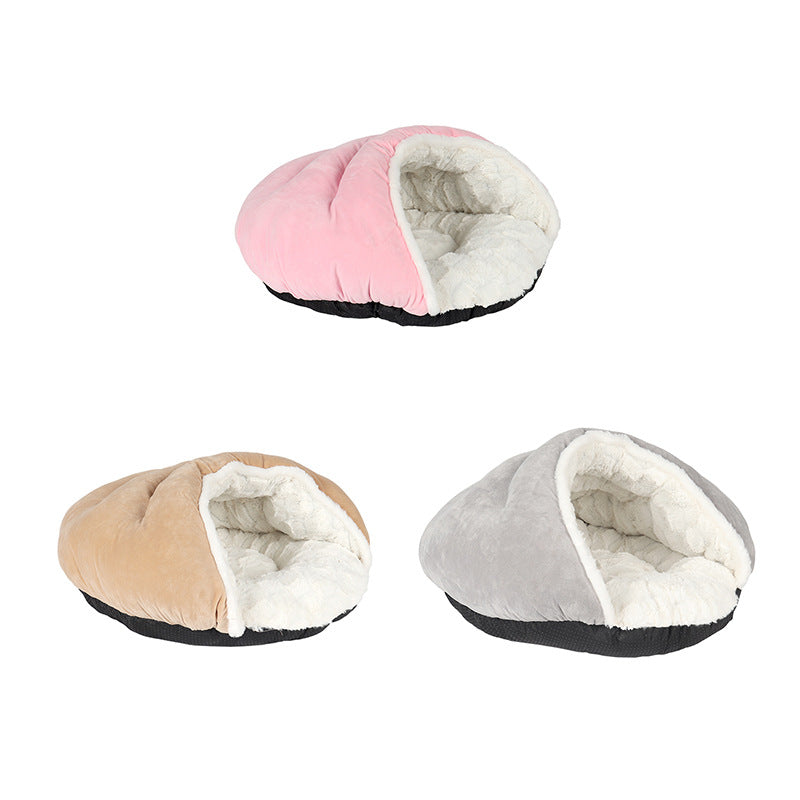 Pet Semi Closed Slipper Style Cozy Nest Bed