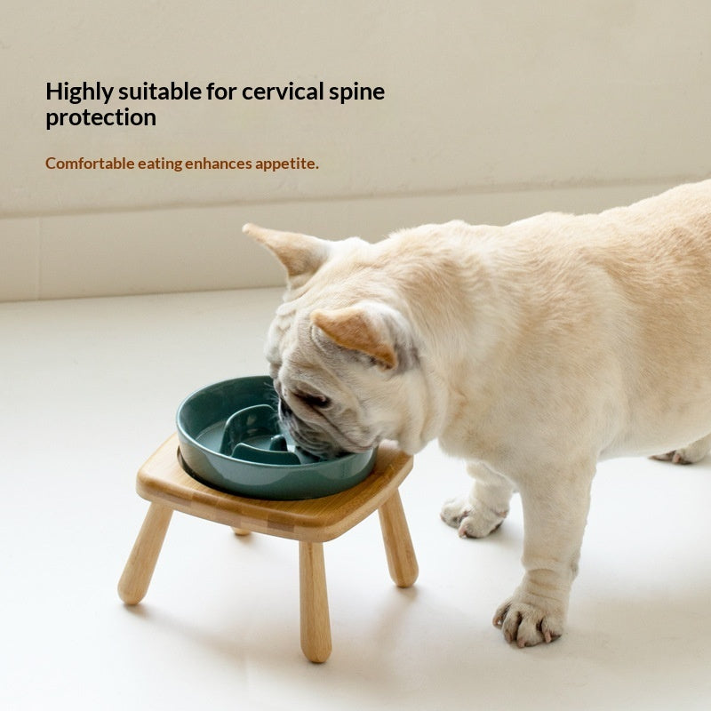 Ceramic Slow Feeding Pet Bowl Anti-Choking Tip-Proof Design
