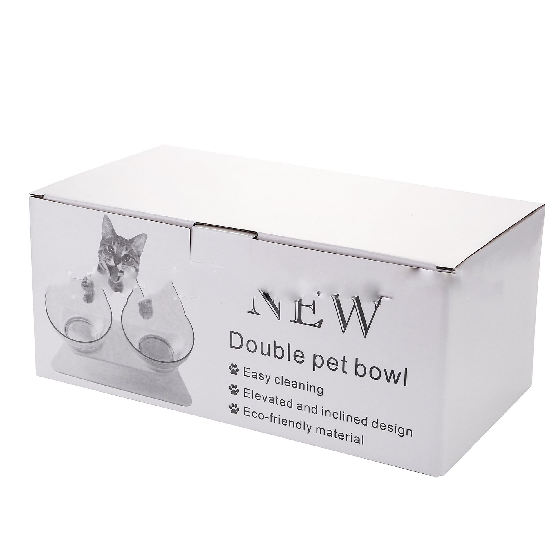 Non-Slip Double Pet Bowl Raised Stand Transparent Feeder