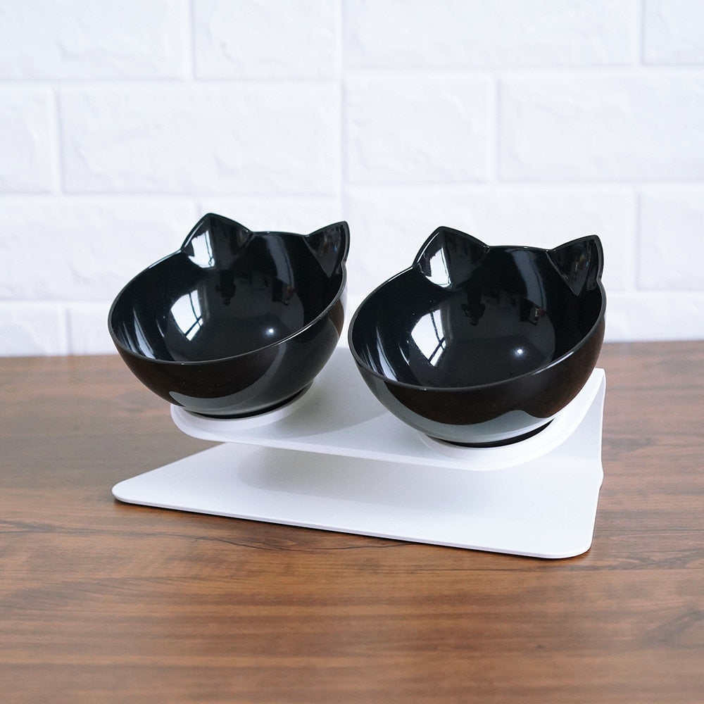 Non-Slip Double Pet Bowl Raised Stand Transparent Feeder