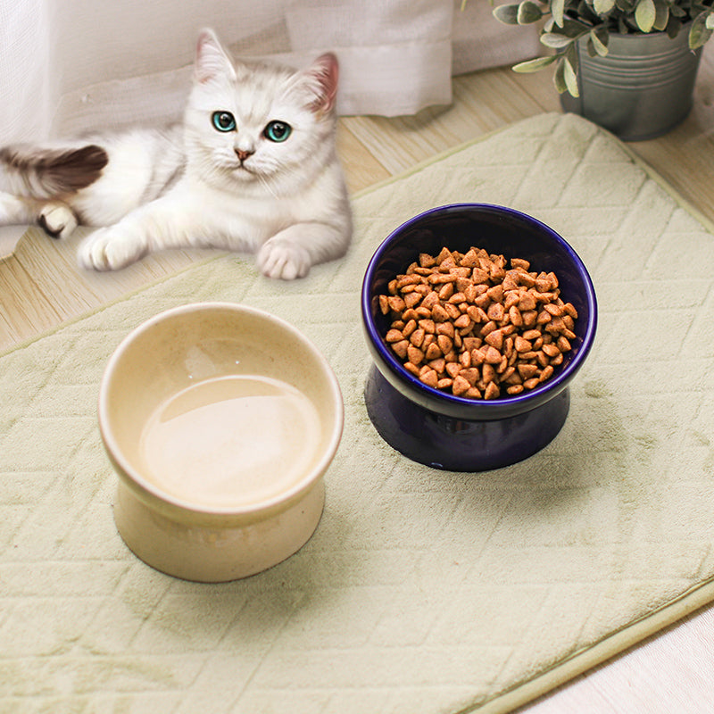 Pet Ceramic Neck Guard Feeding Bowl Dish Set