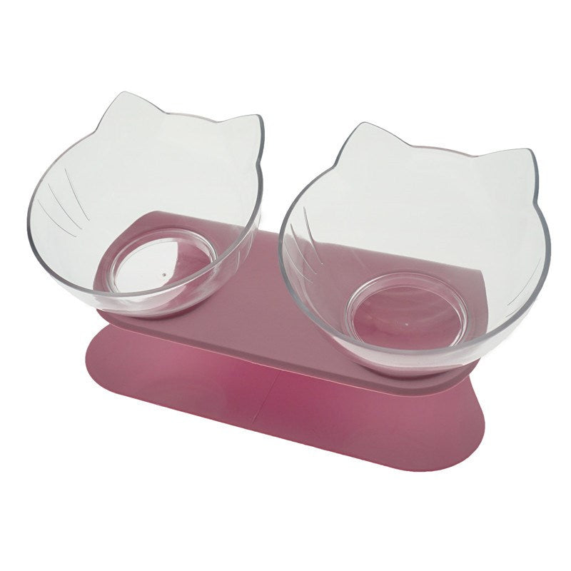 Non-Slip Double Pet Bowl Raised Stand Transparent Feeder