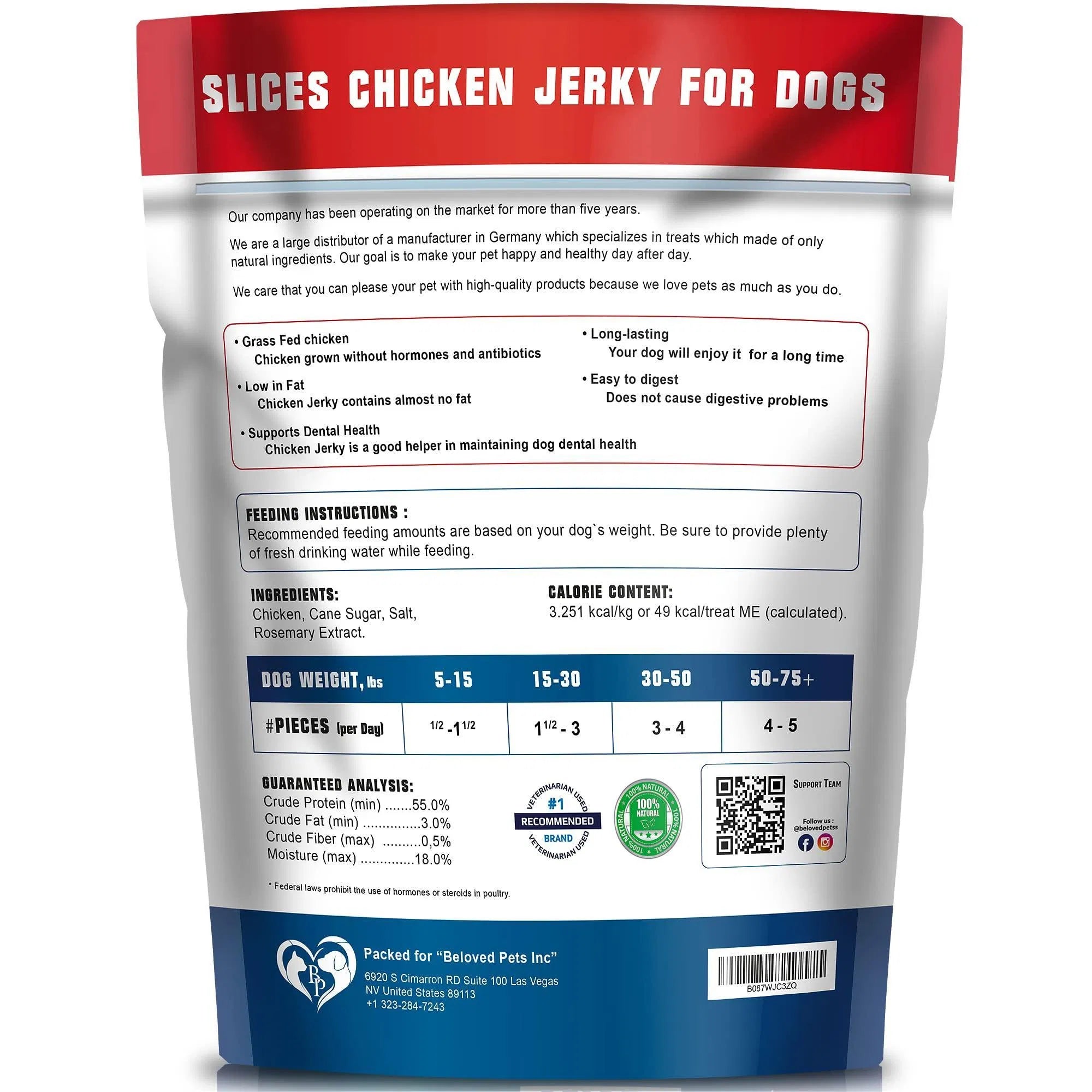 Chicken Jerky Dog Treats Grain Free High Protein Training Chews