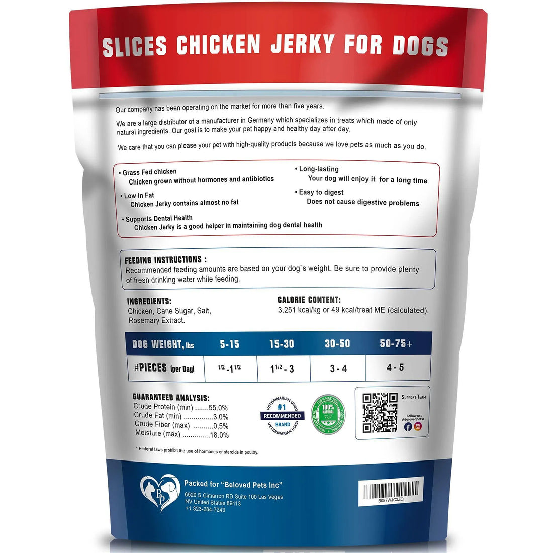 Chicken Jerky Dog Treats Grain Free High Protein Training Chews