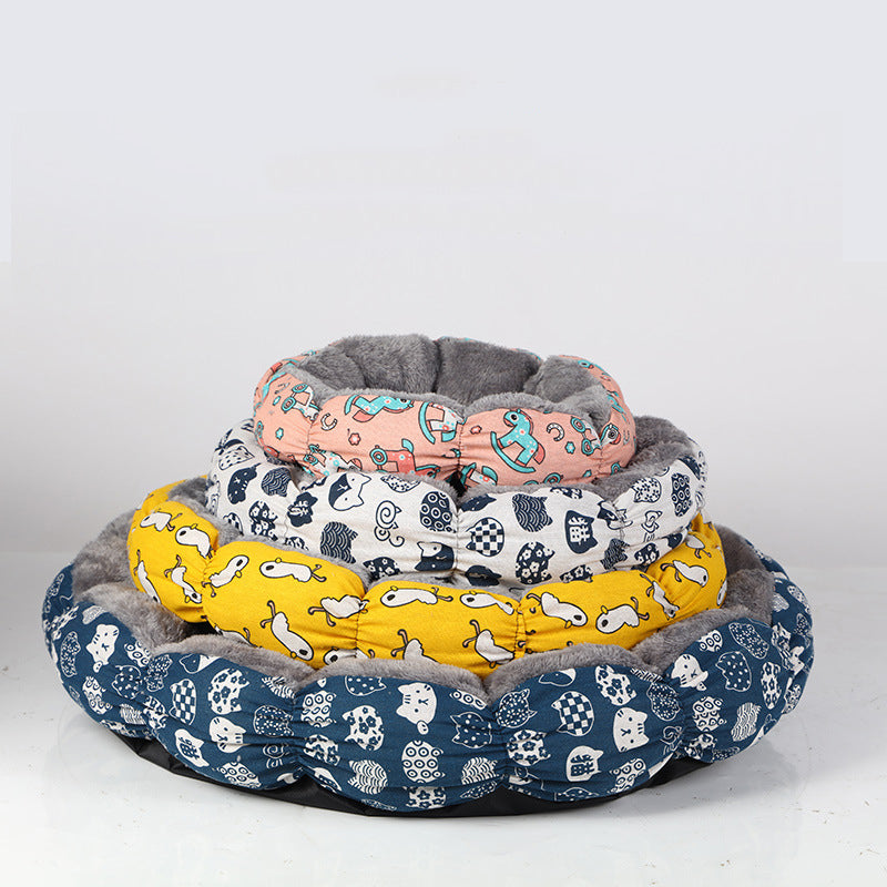 Pet Calming Donut Fluffy Round Cozy Bed