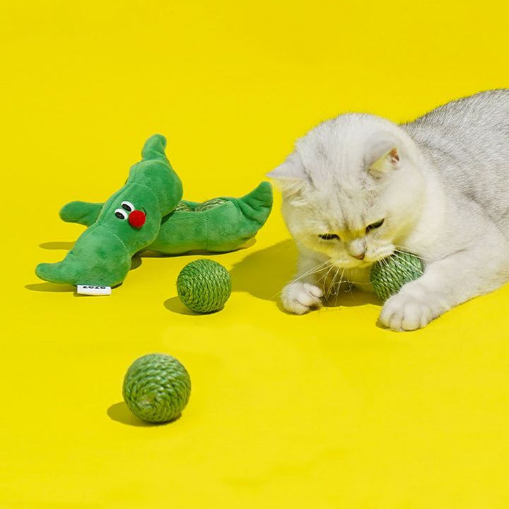 Pet Interactive Sisal Rope Chew Ball Toy Set With Sound