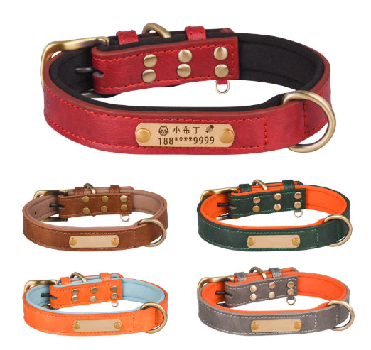 Breathable Leather Collar And Leash Set