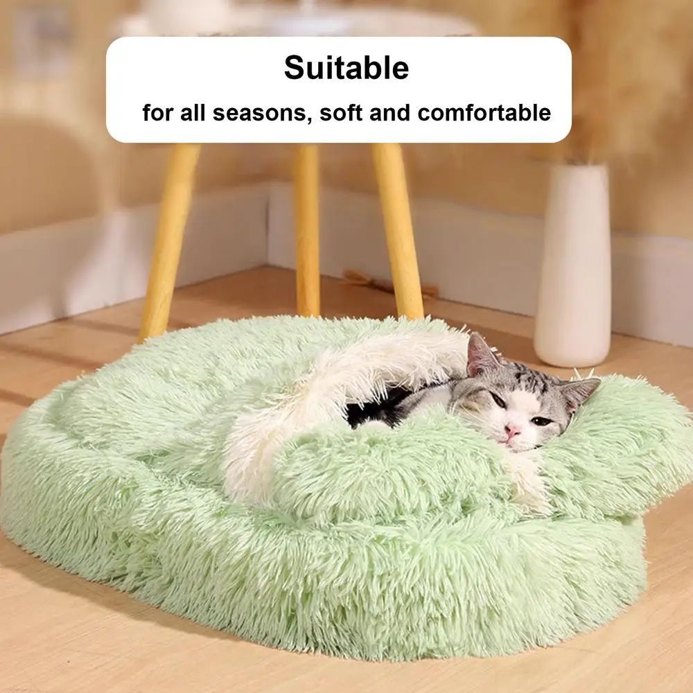Fluffy Pet Bed Anti Slip Winter Warm Cave Nest