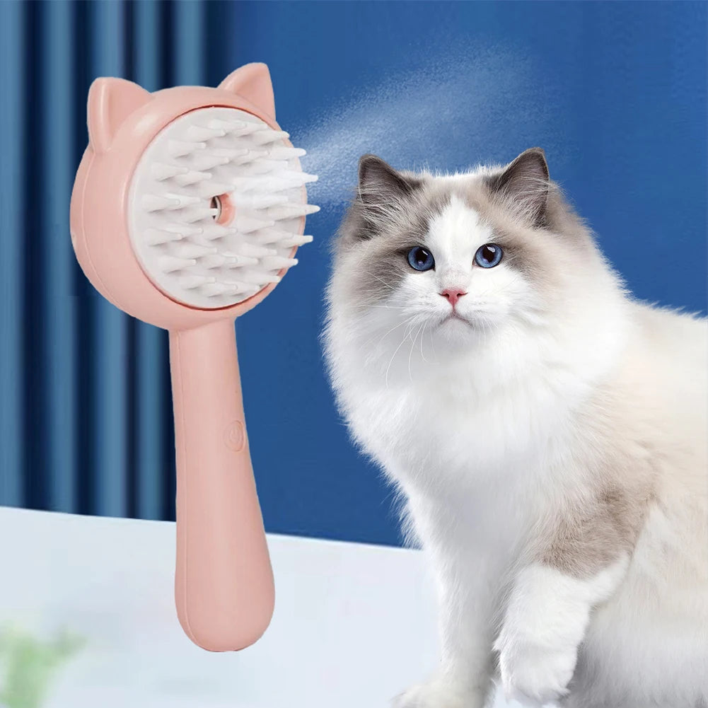 Rechargeable Pet Mist Grooming Brush Self Cleaning Slicker Tool