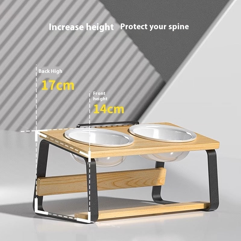Ceramic Double Pet Feeding And Water Bowl Raised Stand