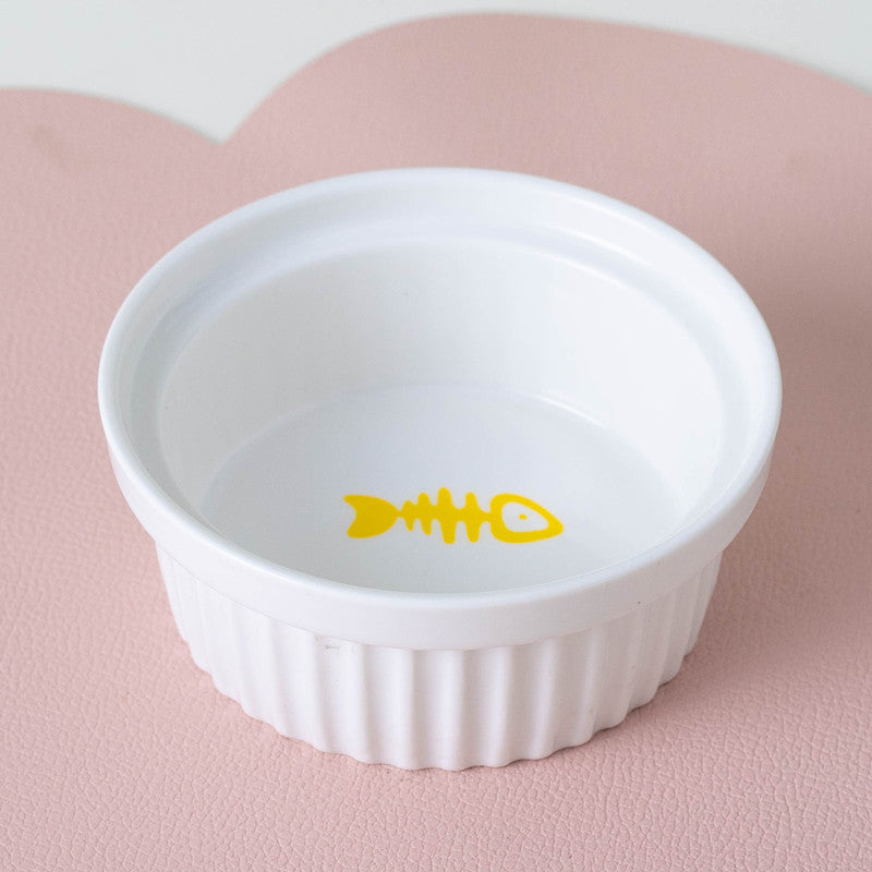 Ceramic Double Pet Bowl Elevated Diagonal Feeding Stand