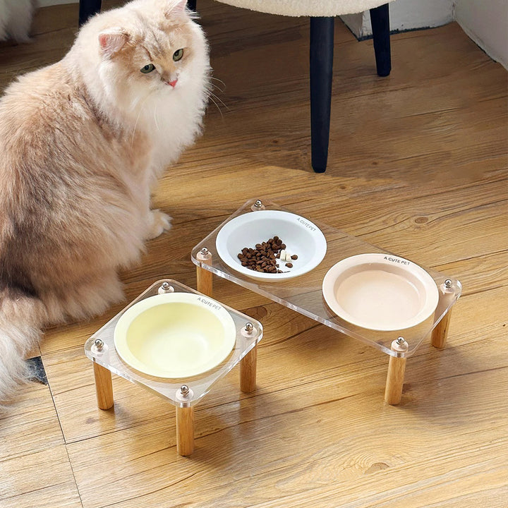 Anti-Tumble Elevated Pet Food And Water Bowl Double Holder Ceramic Stand