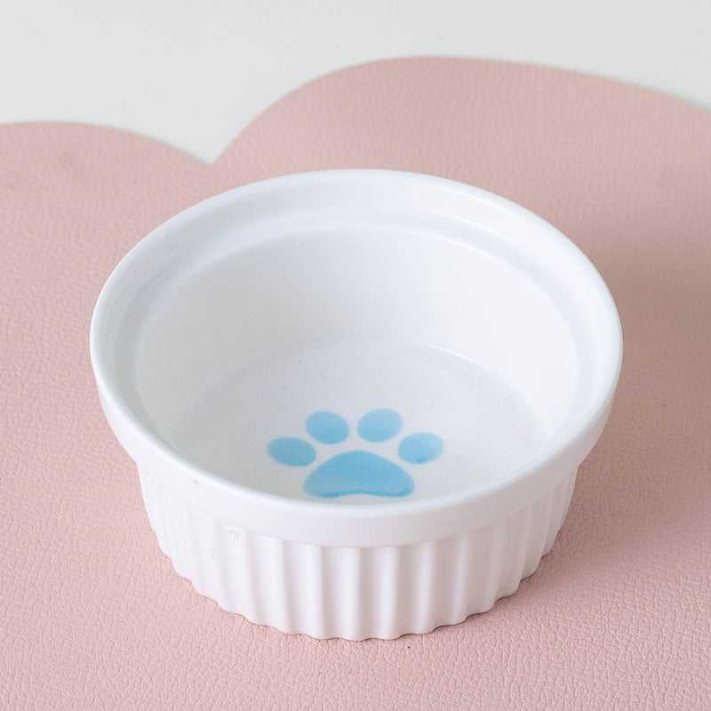 Ceramic Double Pet Bowl Elevated Diagonal Feeding Stand