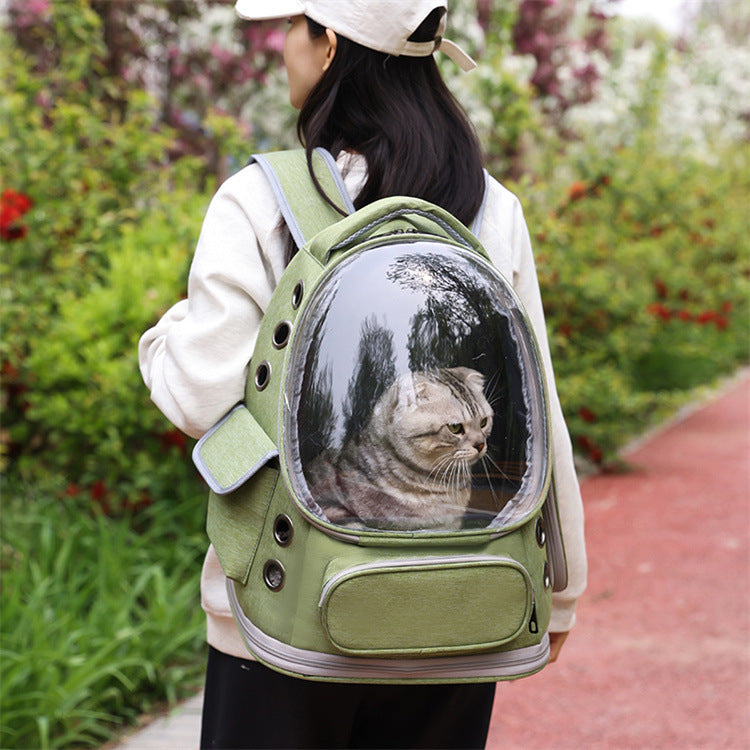 Portable Pet Transparent Space Capsule Backpack Carrier Diaper Bag
