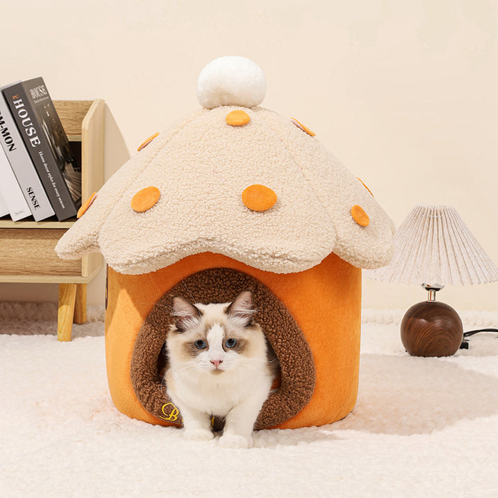 Pet Removable Mushroom Style Cozy Nest House