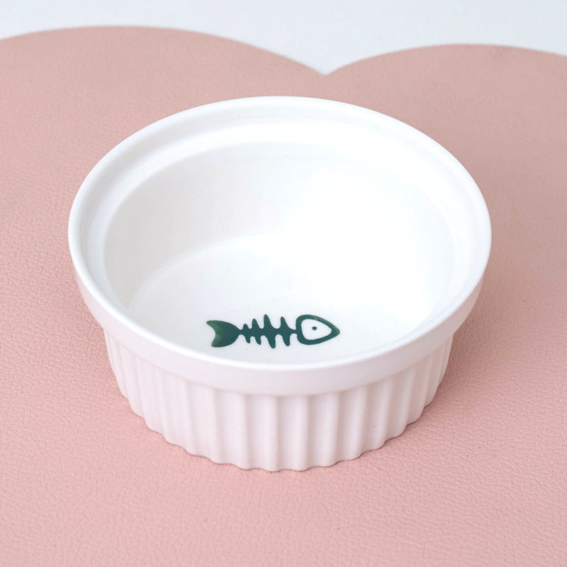 Ceramic Double Pet Bowl Elevated Diagonal Feeding Stand