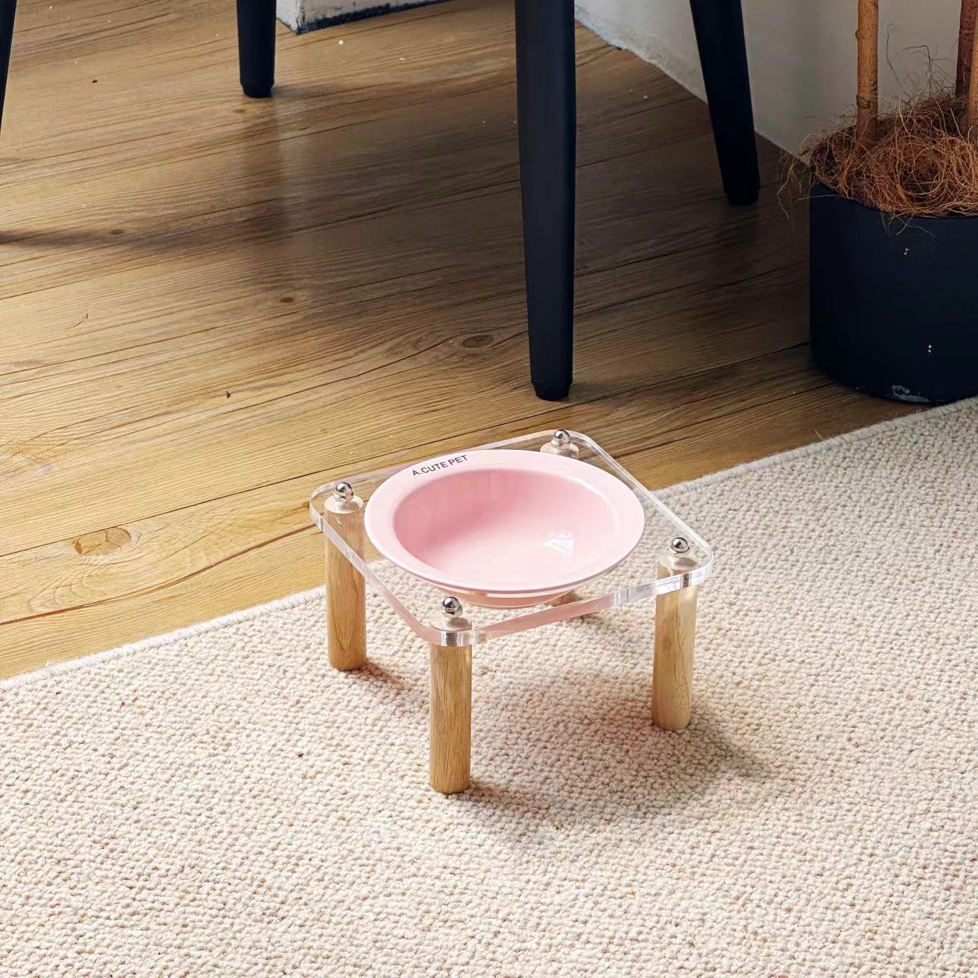 Anti-Tumble Elevated Pet Food And Water Bowl Double Holder Ceramic Stand