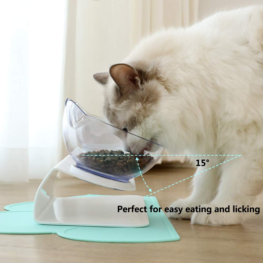 Non-Slip Double Pet Bowl Raised Stand Transparent Feeder