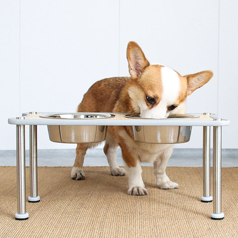 Adjustable Height Pet Food Bowl Stand Rack