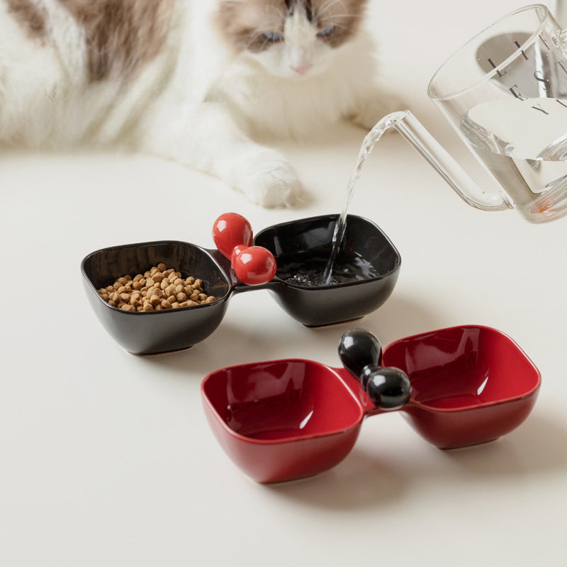 Ceramic Pet Feeding And Drinking Double Bowl Set