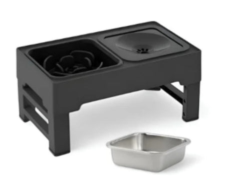 Adjustable Double Bowl Pet Feeding Stand Stainless Steel Elevated Dispenser