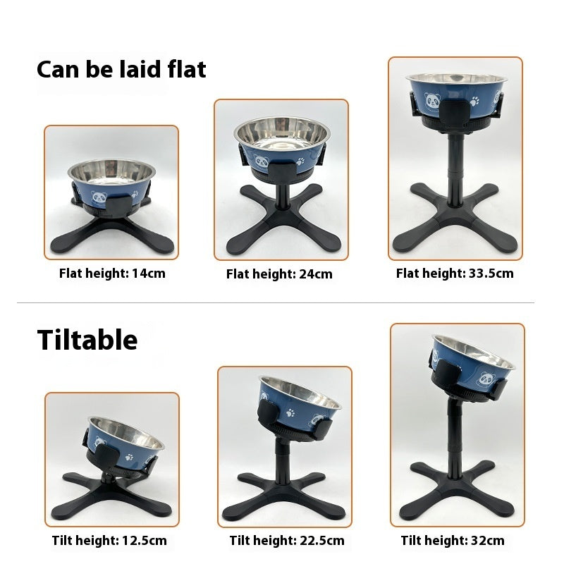 Pet Bowl Bracket Adjustable Height Anti-Tumble Feeder Stand