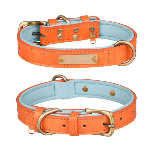 Breathable Leather Collar And Leash Set