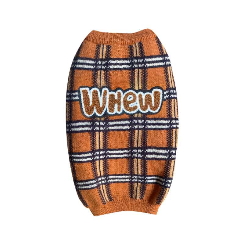 Vintage Plaid Pet Sweater Clothing Outfit