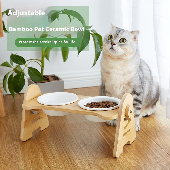 Oblique Mouth Pet Cervical Spine Support Drinking Bowl