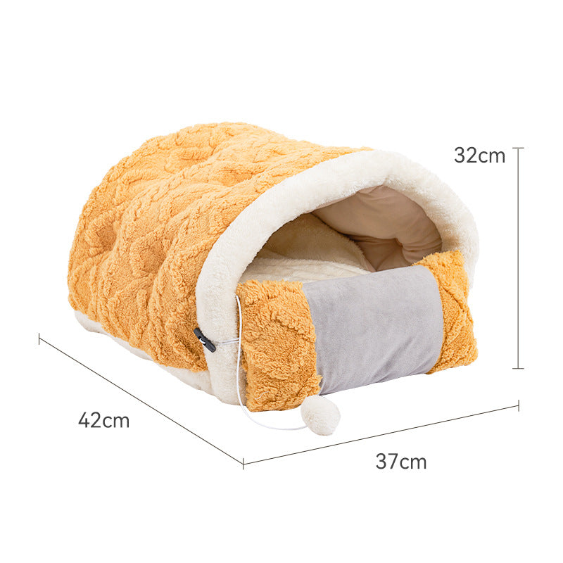 Pet Arctic Velvet Cave Bed With Pillow And Separate Sleeping Pad