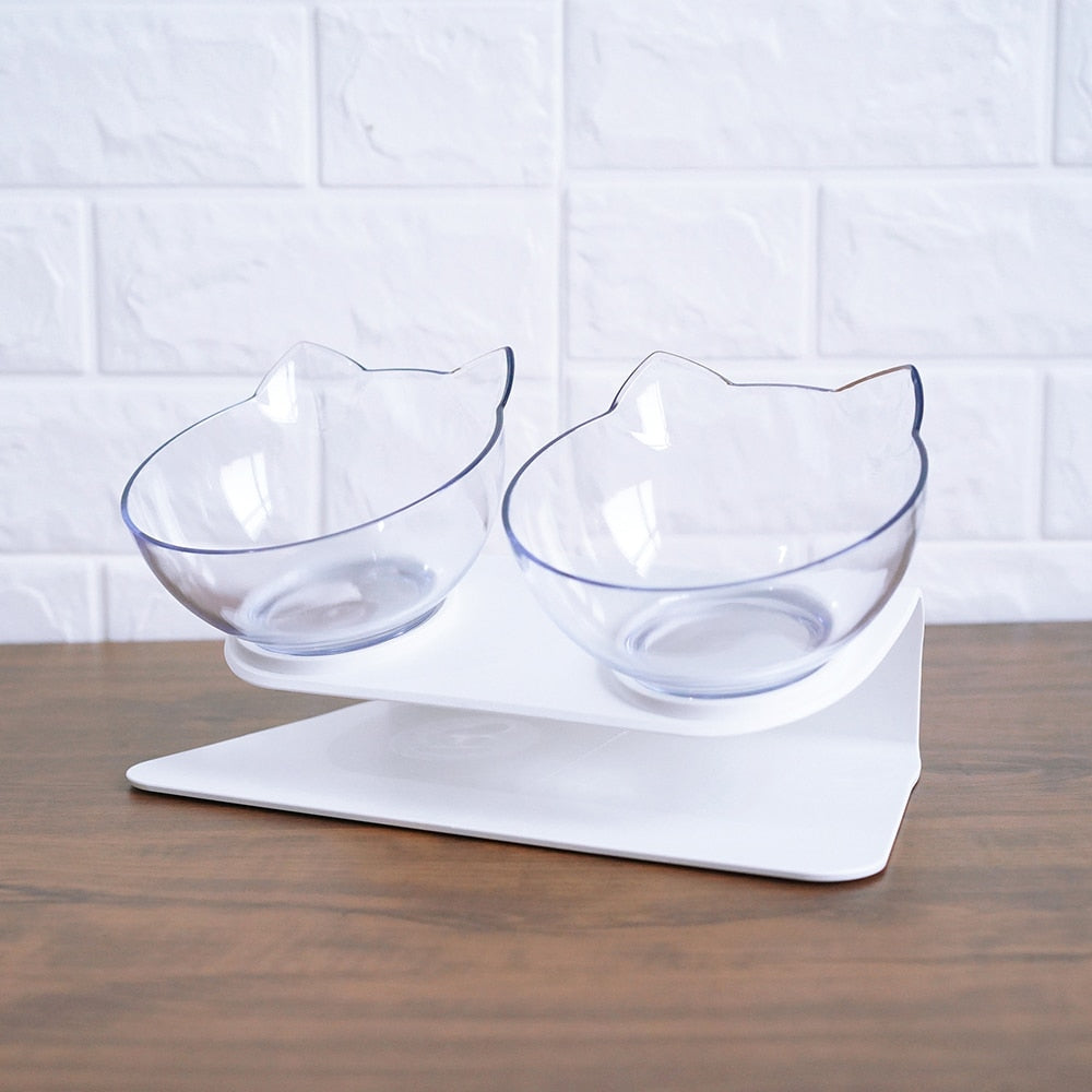 Non-Slip Double Pet Bowl Raised Stand Transparent Feeder