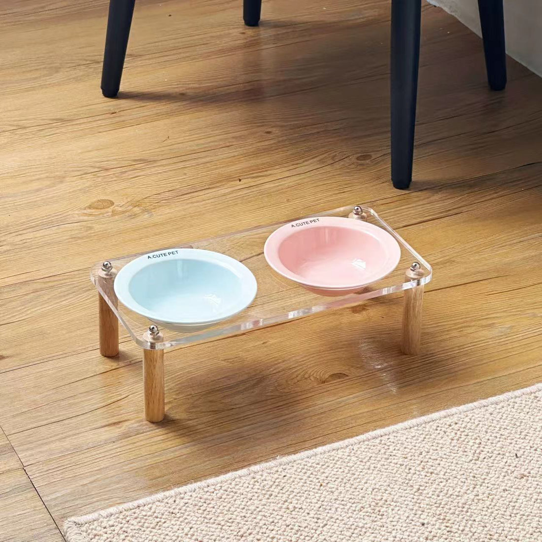 Anti-Tumble Elevated Pet Food And Water Bowl Double Holder Ceramic Stand