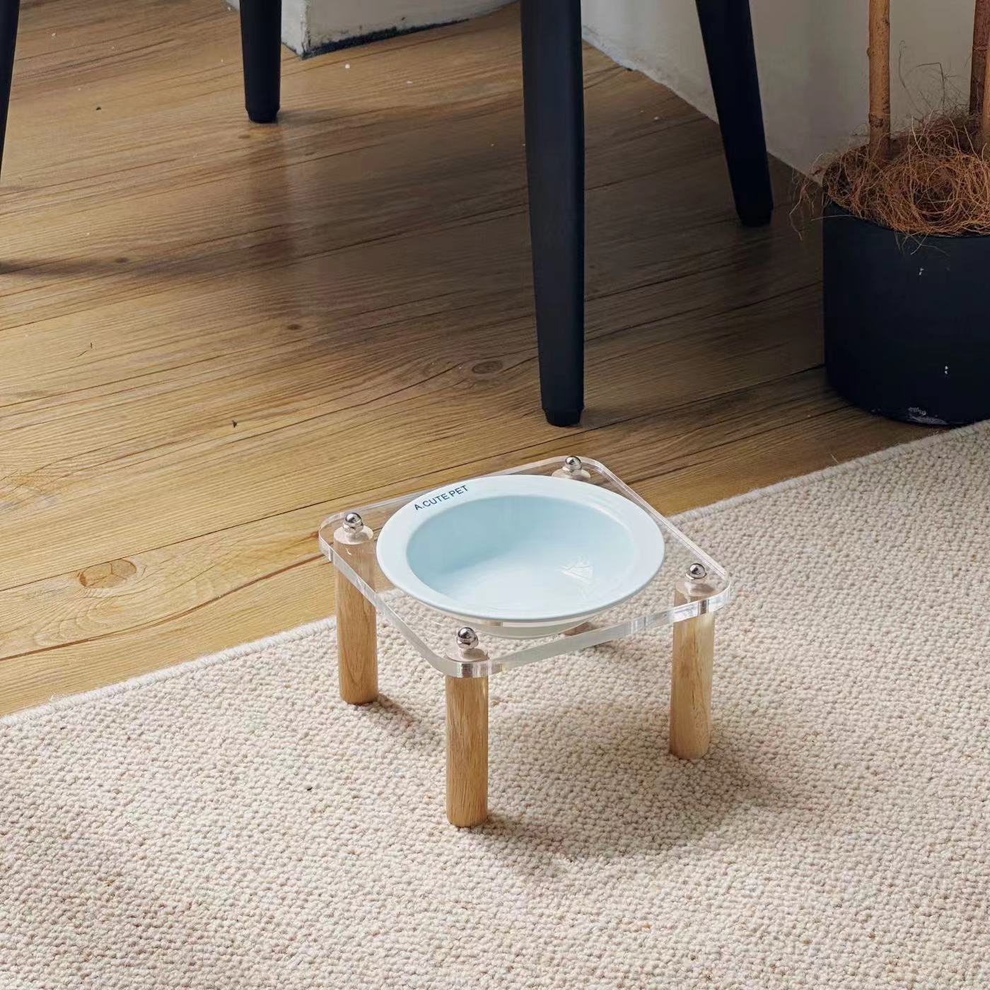Anti-Tumble Elevated Pet Food And Water Bowl Double Holder Ceramic Stand