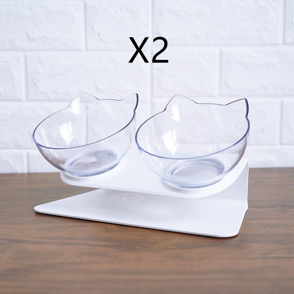 Non-Slip Double Pet Bowl Raised Stand Transparent Feeder